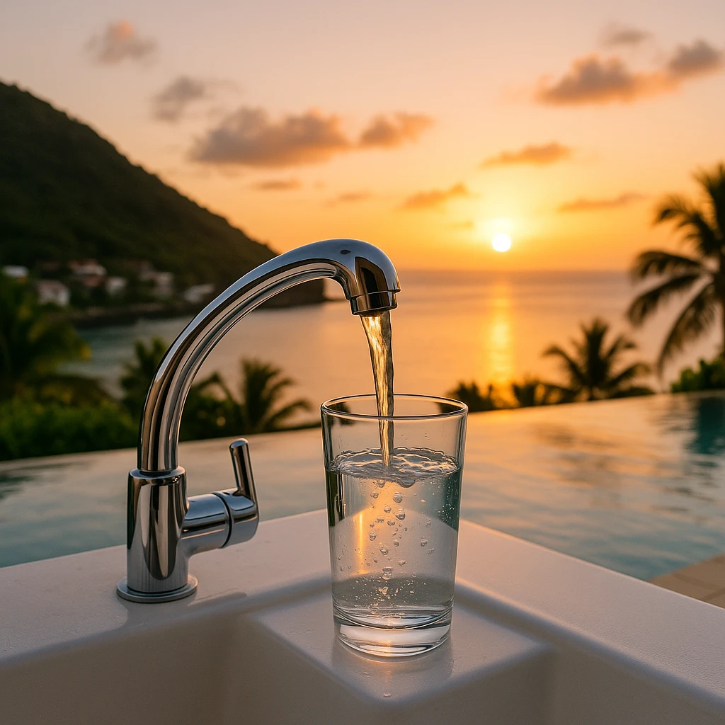 Verre d’eau potable en Martinique