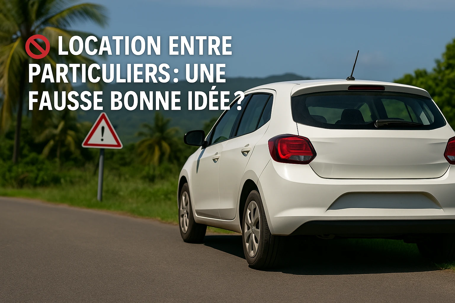 Voiture particulière à louer : panneau attention